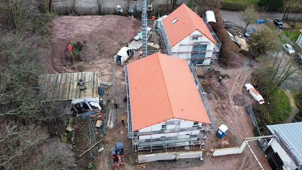 Drohnenfoto Hausbau Familie Beckmann in Mühltal-Traisa